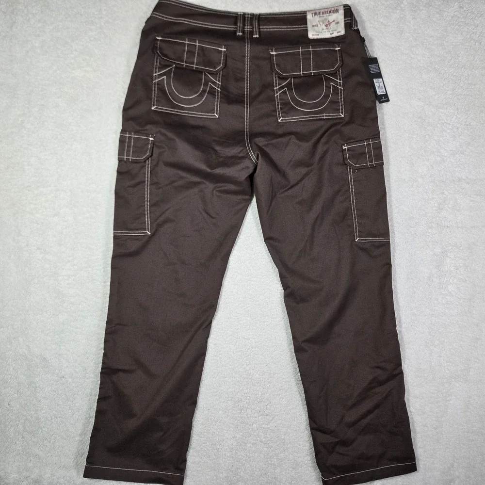 True Religion Jeans Mens Bracken Brown Bobby Baggy Cargo Pants Mens 36x31 $164